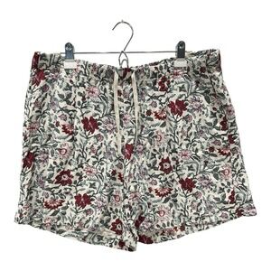 J Jill Women's Size L Oatmeal Woodblock Floral Vines Rayon Shorts Pull on